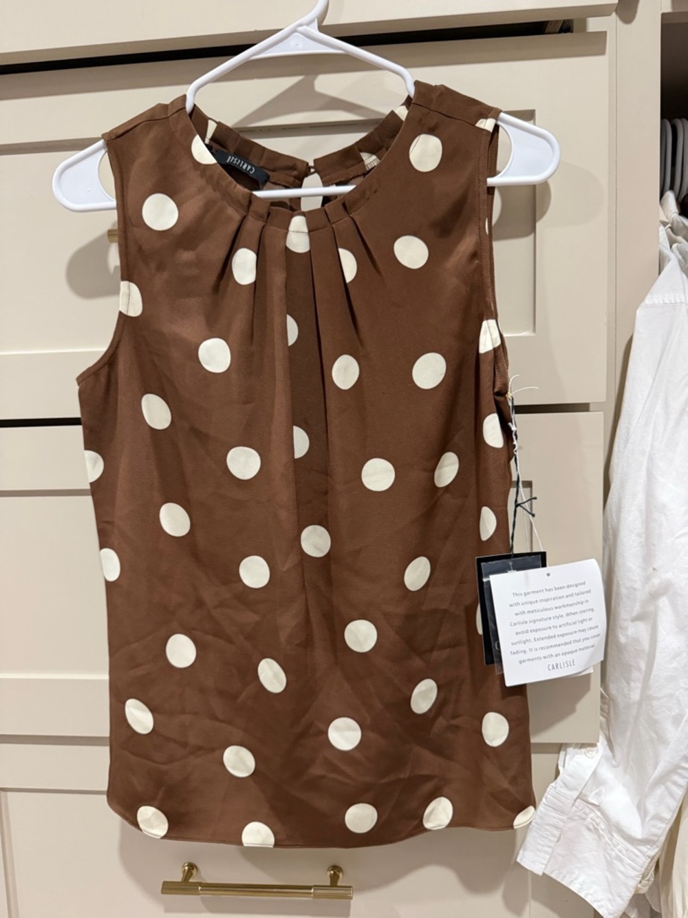 Carlisle Brown Polka Dot Blouse with Cream Spots